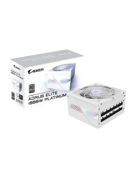 GIGABYTE AORUS ELITE P1000W ICE Fuente de Alimentación - PCIe 5.0, 80 PLUS Platinum, Diseño completamente modular, Ventilador