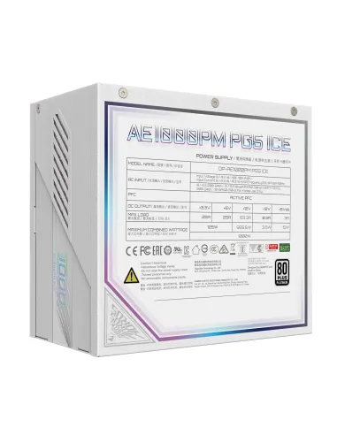 GIGABYTE AORUS ELITE P1000W ICE Fuente de Alimentación - PCIe 5.0, 80 PLUS Platinum, Diseño completamente modular, Ventilador