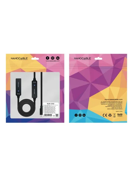 Nanocable 10.01.1312 cable USB USB 3.2 Gen 1 (3.1 Gen 1) 10 m USB C Negro