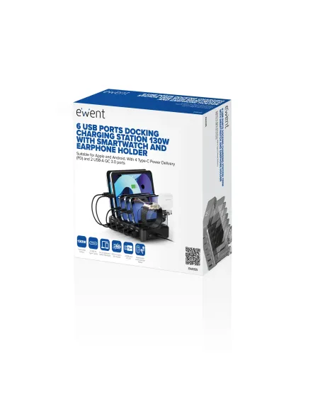 Ewent EW1335 cargador de dispositivo móvil Universal Negro Corriente alterna Carga rápida Interior