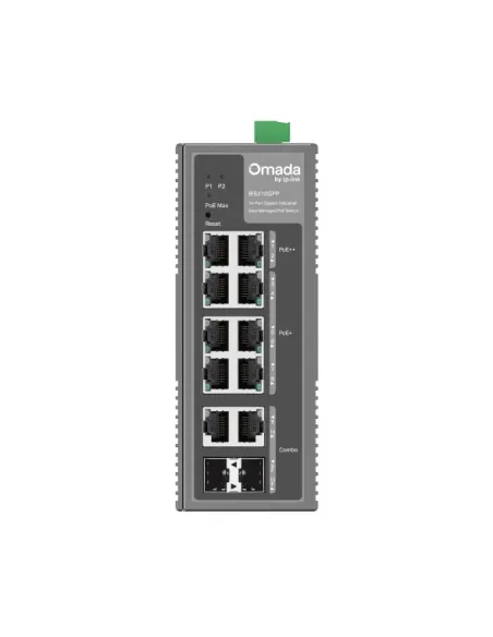 TP-Link Omada IES210GPP switch Gestionado Gigabit Ethernet (10 100 1000) Energía sobre Ethernet (PoE) DIN rail Gris
