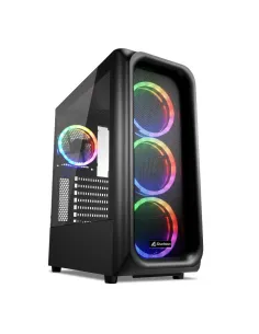 Caja ordenador gaming sharkoon tk5m atx 2 x usb 3.2 1 x usb tipo c 4 x 120mm rgb negro