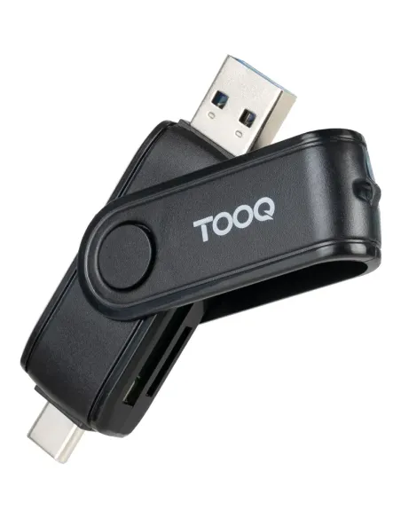 TooQ Lector de Tarjetas USB (USB-C 2.0 + USB A 3.0), SD TF, Color Negro