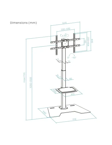 TooQ Soporte Elevador Multiusos para Monitor Portátil, Negro