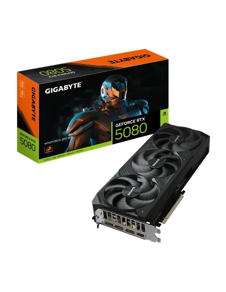 GIGABYTE GeForce RTX 5080 WINDFORCE SFF 16G Tarjeta Gráfica - 16GB GDDR7, 256 bits, PCI-E 5.0, 2617 MHz Core Clock, 3 x