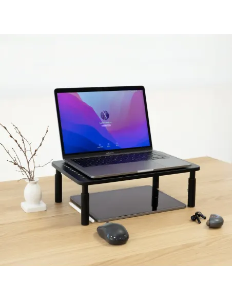TooQ Soporte Elevador Multiusos para Monitor Portátil, Negro