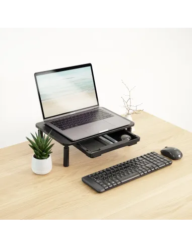 TooQ Soporte Elevador Multiusos para Monitor Portátil, Negro