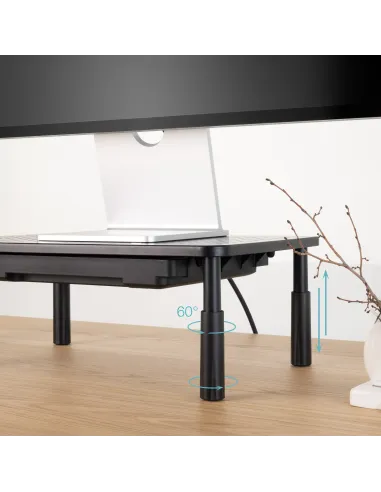 TooQ Soporte Elevador Multiusos para Monitor Portátil, Negro