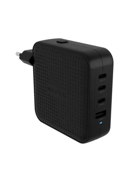 Cargador de pared hyper travel charger 100w 3x usb tipo c 1x usb tipo a negro
