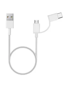 Cable micro usb - usb tipo c a usb tipo a xiaomi 1m -  macho - macho -  blanco