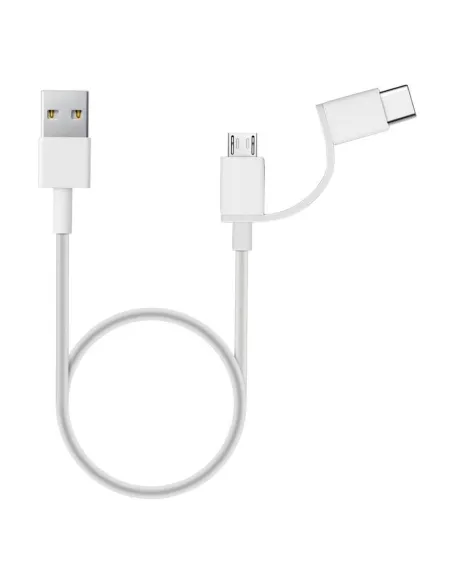 Cable micro usb - usb tipo c a usb tipo a xiaomi 1m -  macho - macho -  blanco