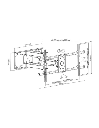 Equip 650324 Soporte de pared para TV inclinable giratorio de 37"-90