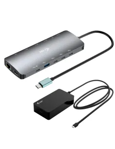i-tec Metal USB-C Nano 3x Display Dock, 2x HDMI 1x USB-C video with Power Delivery 140W + Universal Charger 140 W