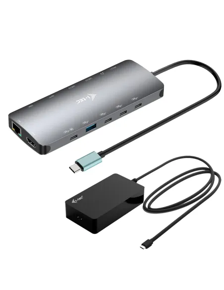 i-tec Metal USB-C Nano 3x Display Dock, 2x HDMI 1x USB-C video with Power Delivery 140W + Universal Charger 140 W