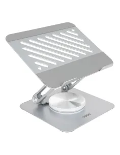 TooQ Soporte de Sobremesa con rotación 360° y ajustable para dispositivos de hasta 13”, Color Plata