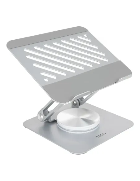 TooQ Soporte de Sobremesa con rotación 360° y ajustable para dispositivos de hasta 13”, Color Plata