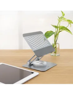 TooQ Soporte de Sobremesa con rotación 360° y ajustable para dispositivos de hasta 13”, Color Plata 2