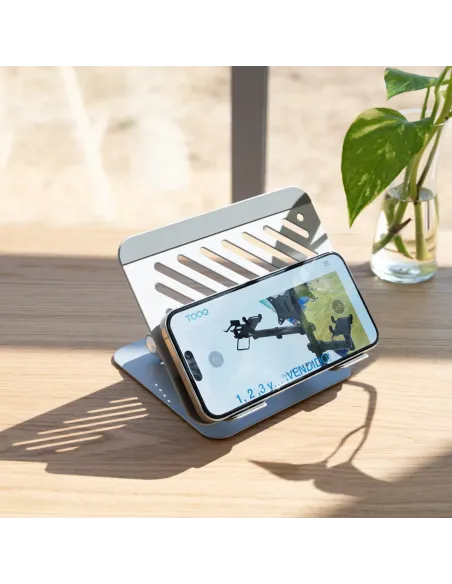 TooQ Soporte de Sobremesa con rotación 360° y ajustable para dispositivos de hasta 13”, Color Plata