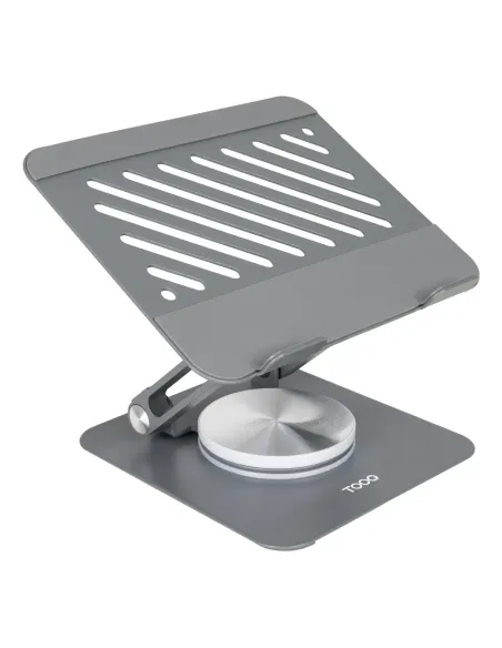 TooQ Soporte Elevador con rotación 360° y ajustable, para dispositivos de hasta 13”, Color Gris Oscuro