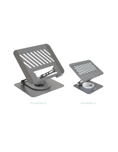 TooQ Soporte Elevador con rotación 360° y ajustable, para dispositivos de hasta 13”, Color Gris Oscuro