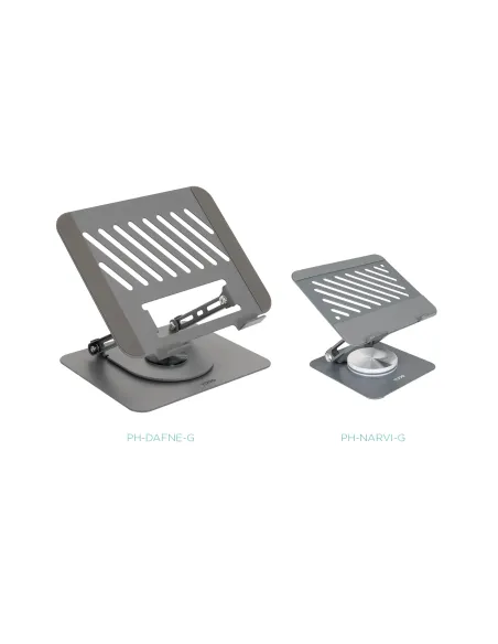 TooQ Soporte Elevador con rotación 360° y ajustable, para dispositivos de hasta 13”, Color Gris Oscuro