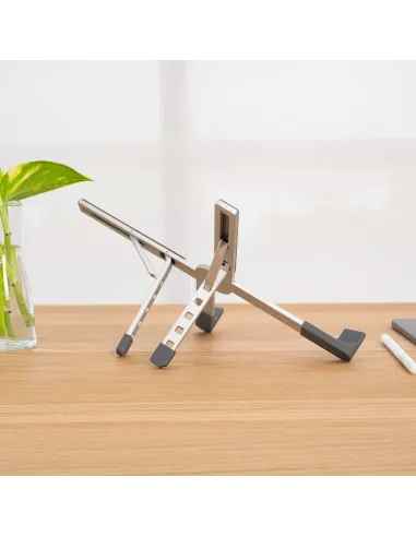 TooQ Soporte elevador plegable de aluminio para portátiles, Plata