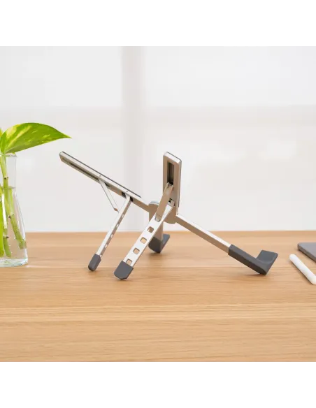 TooQ Soporte elevador plegable de aluminio para portátiles, Plata