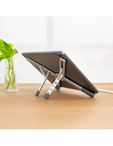 TooQ Soporte elevador plegable de aluminio para portátiles, Plata