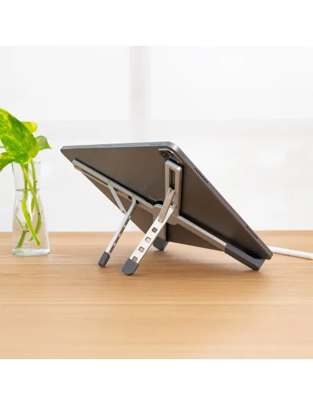 TooQ Soporte elevador plegable de aluminio para portátiles, Plata