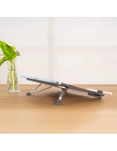 TooQ Soporte elevador plegable de aluminio para portátiles, Plata