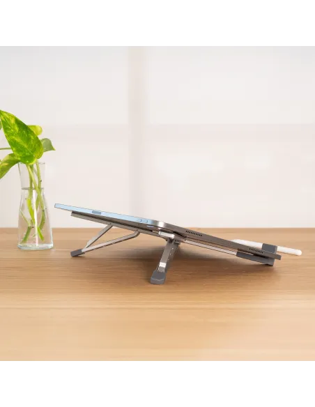 TooQ Soporte elevador plegable de aluminio para portátiles, Plata