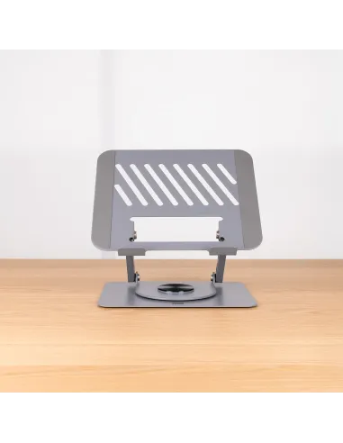 TooQ Soporte Elevador con rotación 360° y ajustable, para dispositivos de 11”-17”, Color Gris Oscuro
