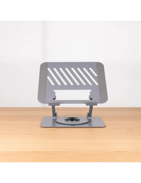 TooQ Soporte Elevador con rotación 360° y ajustable, para dispositivos de 11”-17”, Color Gris Oscuro