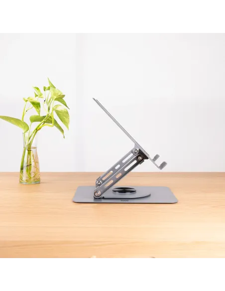 TooQ Soporte Elevador con rotación 360° y ajustable, para dispositivos de 11”-17”, Color Gris Oscuro