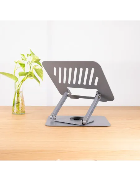 TooQ Soporte Elevador con rotación 360° y ajustable, para dispositivos de 11”-17”, Color Gris Oscuro