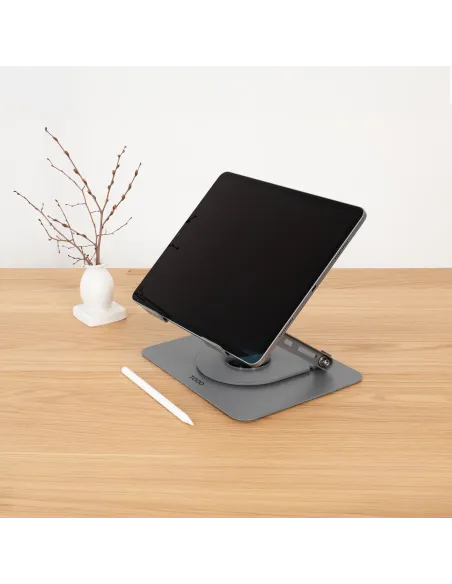TooQ Soporte Elevador con rotación 360° y ajustable, para dispositivos de 11”-17”, Color Gris Oscuro