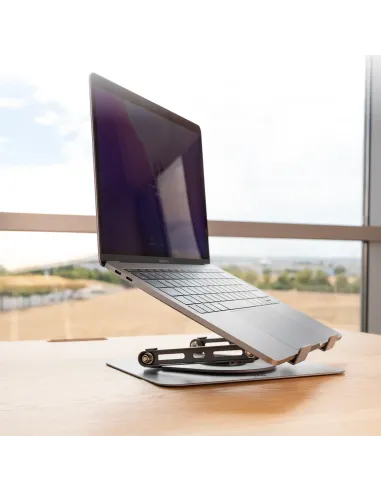 TooQ Soporte Elevador con rotación 360° y ajustable, para dispositivos de 11”-17”, Color Gris Oscuro