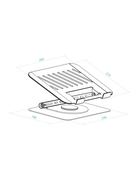 TooQ Soporte Elevador con rotación 360° y ajustable, para dispositivos de 11”-17”, Color Gris Oscuro