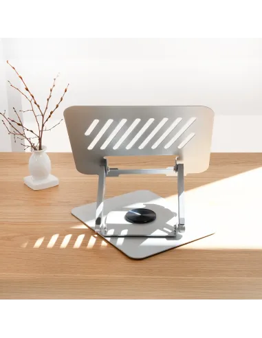 TooQ Soporte Elevador con rotación 360° y ajustable, para dispositivos de 11”-17”, Color Plata