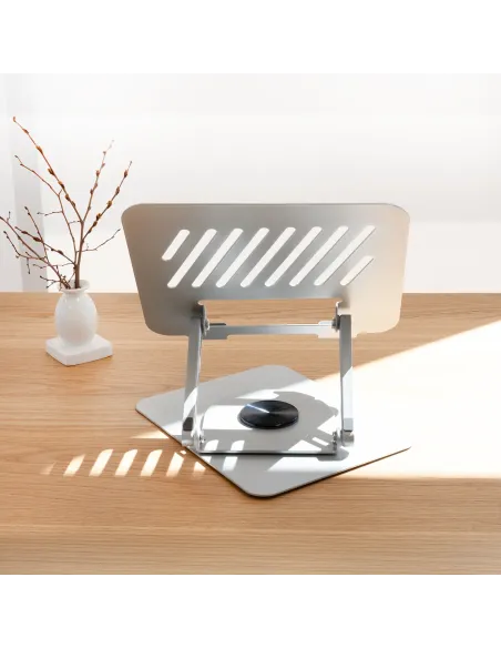 TooQ Soporte Elevador con rotación 360° y ajustable, para dispositivos de 11”-17”, Color Plata