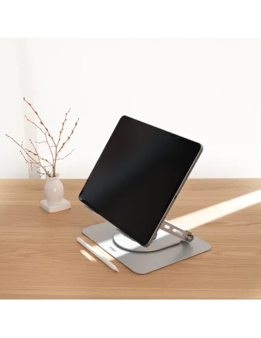 TooQ Soporte Elevador con rotación 360° y ajustable, para dispositivos de 11”-17”, Color Plata