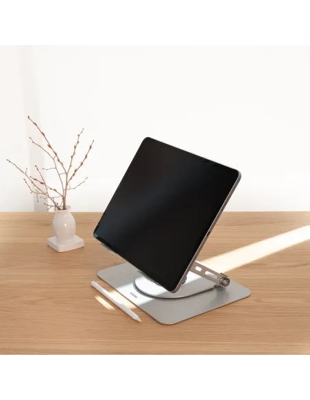 TooQ Soporte Elevador con rotación 360° y ajustable, para dispositivos de 11”-17”, Color Plata