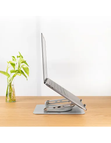 TooQ Soporte Elevador con rotación 360° y ajustable, para dispositivos de 11”-17”, Color Plata