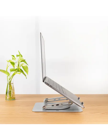 TooQ Soporte Elevador con rotación 360° y ajustable, para dispositivos de 11”-17”, Color Plata