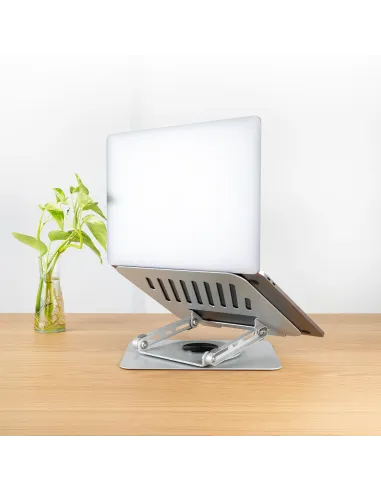 TooQ Soporte Elevador con rotación 360° y ajustable, para dispositivos de 11”-17”, Color Plata