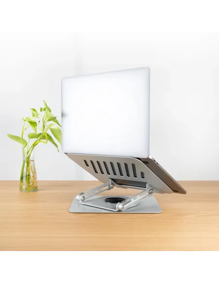 TooQ Soporte Elevador con rotación 360° y ajustable, para dispositivos de 11”-17”, Color Plata