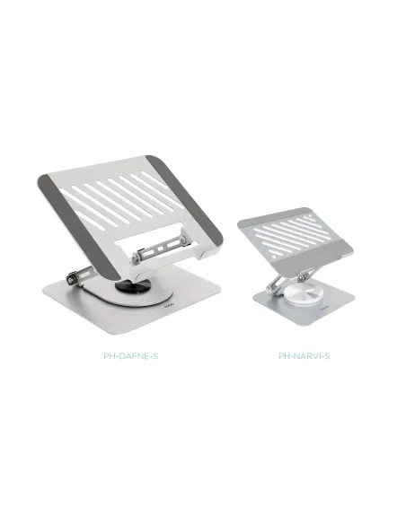 TooQ Soporte Elevador con rotación 360° y ajustable, para dispositivos de 11”-17”, Color Plata