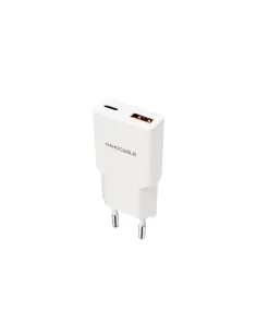 Nanocable Cargador USB-C PD 20W + USB-A QC 20W, Blanco