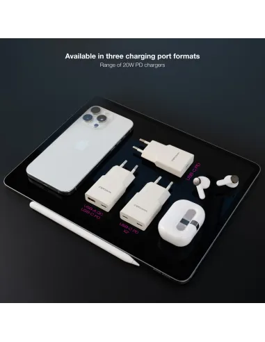 Nanocable Cargador 2xUSB-C PD 20W, Blanco