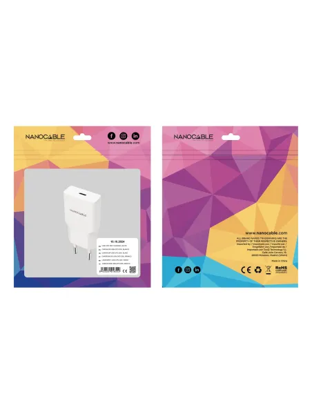 Nanocable Cargador USB-C PD 25W, Blanco
